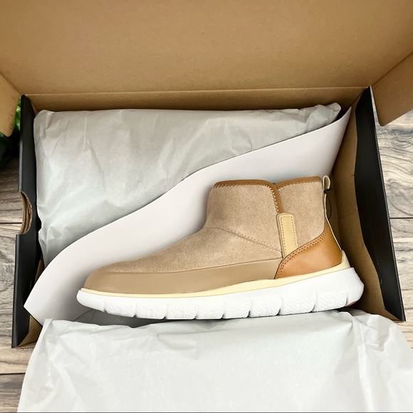 NIB Cole Haan Zerogrand Water Resistant Bootie Birch Beige Suede Leather - Picture 11 of 16